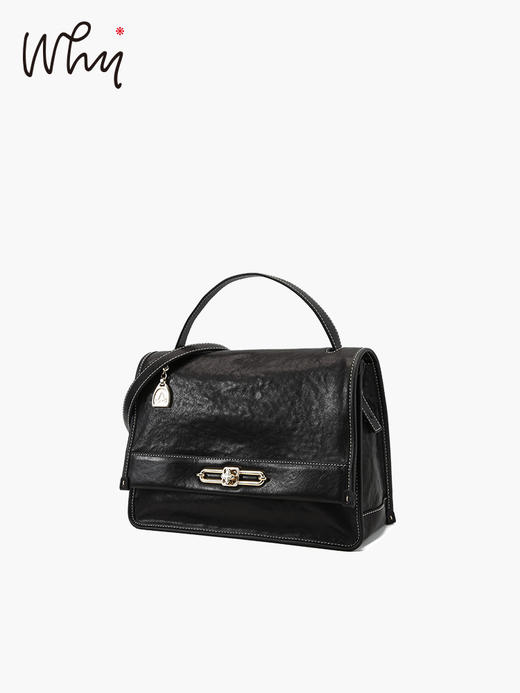 why女包头层植鞣牛皮盘扣包原创设计师邮差包复古通勤单肩斜挎包YA5314 商品图5