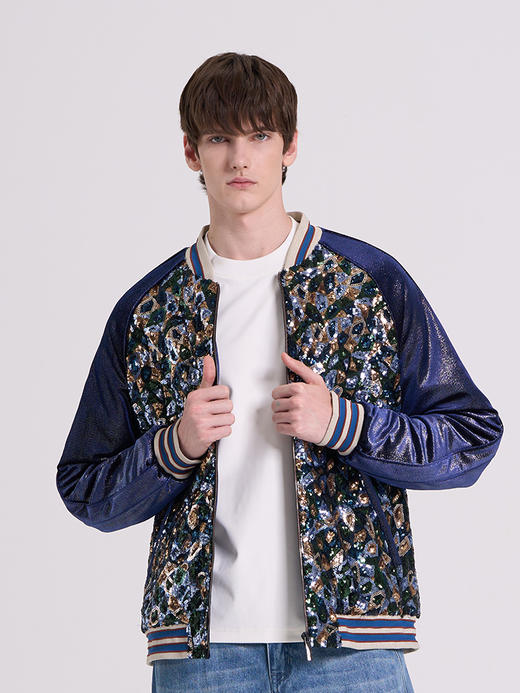 威雅/RARE 满工彩色珠片棒球男士夹克外套棉服 商品图0
