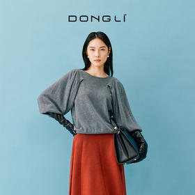 东黎 • 小山羊绒女士秋冬圆领宽松泡泡袖套衫 4761