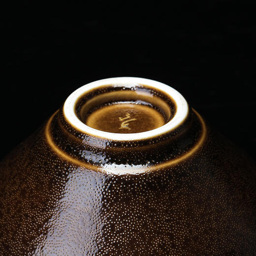 【吉州窑】非遗传人文丘亲工 鱼子纹天目釉  瑞鱼呈祥茶盏 商品图5