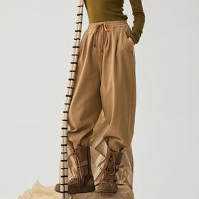 谜底直筒裤女2024冬款百搭松紧腰宽松休闲裤卫裤九分裤244MK1559