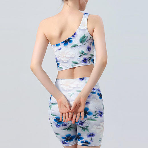 【126元任选2件】跃牌【漫西】系列 瑜伽服单斜肩美背心跑步运动文胸聚拢健身裤瑜伽服套装Y225 商品图1