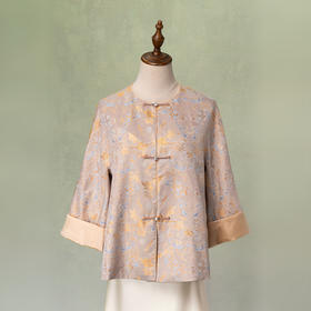 荷言HEYEN 天净沙 非遗罗织金真丝外套新中式马褂上衣高定系列