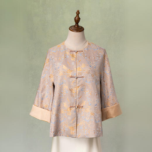荷言HEYEN 天净沙 非遗罗织金真丝外套新中式马褂上衣高定系列 商品图0