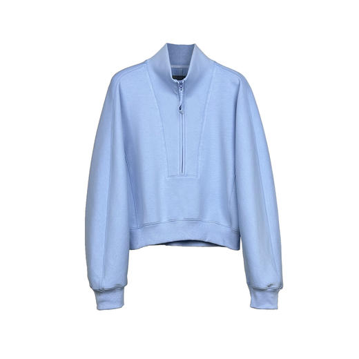 谜底套头卫衣长袖女2024冬季新品休闲风时尚半拉链上衣244MV1622 商品图4