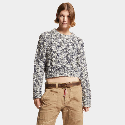 DSQUARED2 女士羊驼毛混纺圆领针织衫 混色 S75HA1291 D13043 962 商品图1