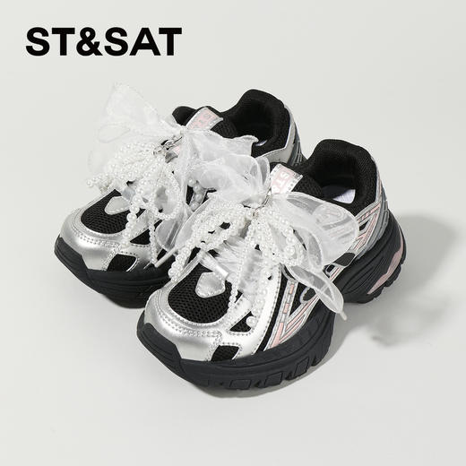 【童鞋】星期六甜美珍珠蝴蝶结绒里可选厚底男女童老爹鞋SSC3192L32/SSC419DLAJ 商品图0