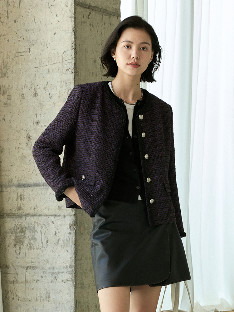 秋冬王炸小香风粗花呢外套FCE3COT047