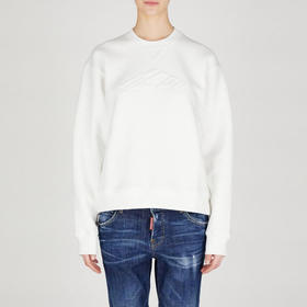 DSQUARED2 女士徽标贴花棉质圆领卫衣 白色 S80GU0107 D25007 100