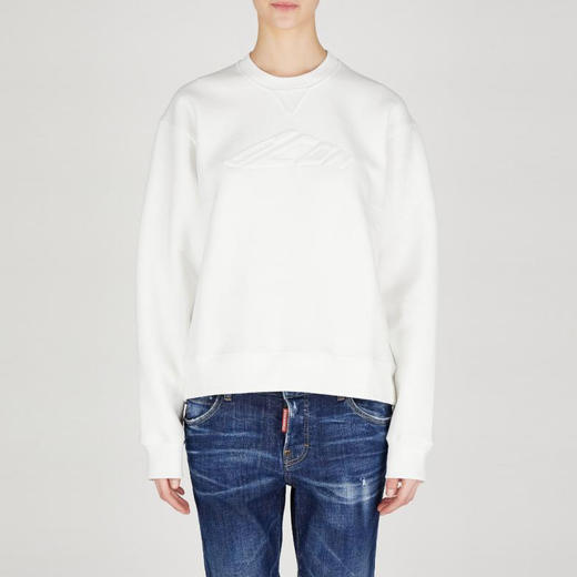 DSQUARED2 女士徽标贴花棉质圆领卫衣 白色 S80GU0107 D25007 100 商品图0