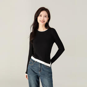 【高货xg】全新升级【铂金会员165/天猫219/差价54】(34625) 洛诗琳安可拉红圆领打底衫女内搭早秋2024新款不规则T恤