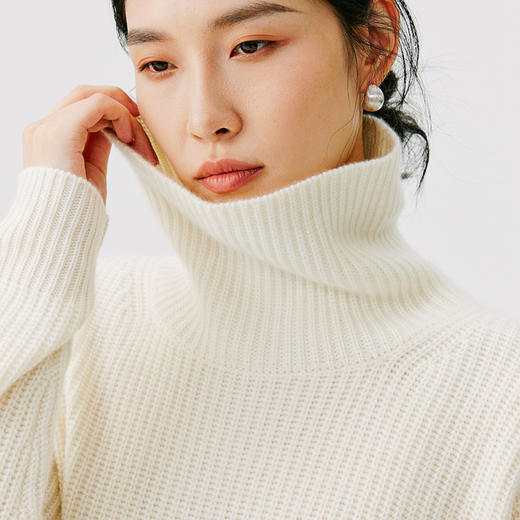 东黎 • 小山羊绒女士秋冬高领后开叉简约套衫 4764 商品图6