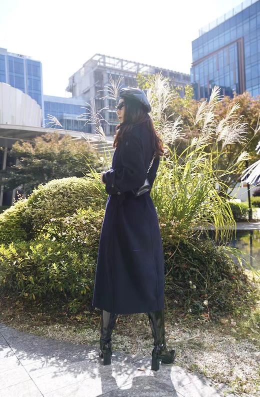 【XS2】GIMING黑色气质大衣【94.9%绵羊毛5.1%山羊绒】G2410D031101A 商品图1