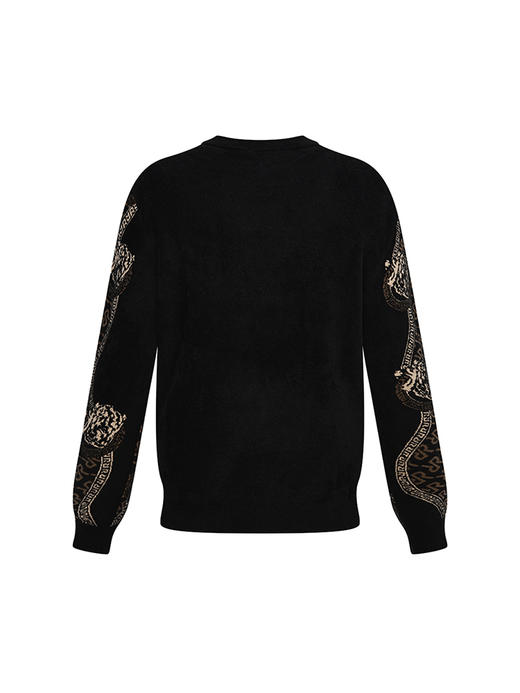 威雅/RARE 黑咖提花雪尼尔圆领毛衣男士长袖毛衫 商品图5