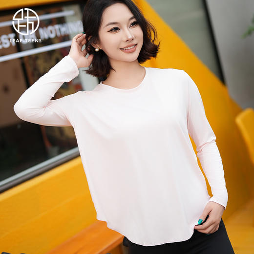 跃牌【瑜堂系列】新款冰丝瑜伽罩衫圆领宽松透气百搭运动长袖t恤JYFC012 商品图6