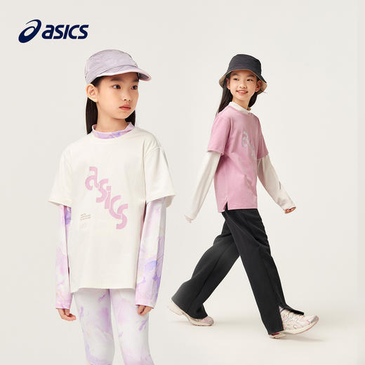 【商城同款】ASICS/亚瑟士童装女生假两件长袖T恤吸湿速干柔软秋 商品图4