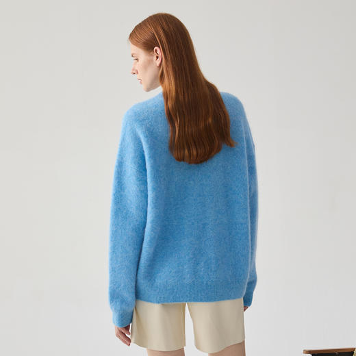 谜底圆领套头针织衫女2024冬季新品慵懒风羊毛混纺毛衣244MZ1877 商品图2