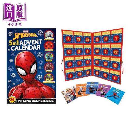 【中商原版】迪士尼蜘蛛侠5合一盲盒书 24册合辑 Marvel Spider-Man 5-in-1 Advent Calendar 英文原版进口 儿童活动与玩具书 商品图1