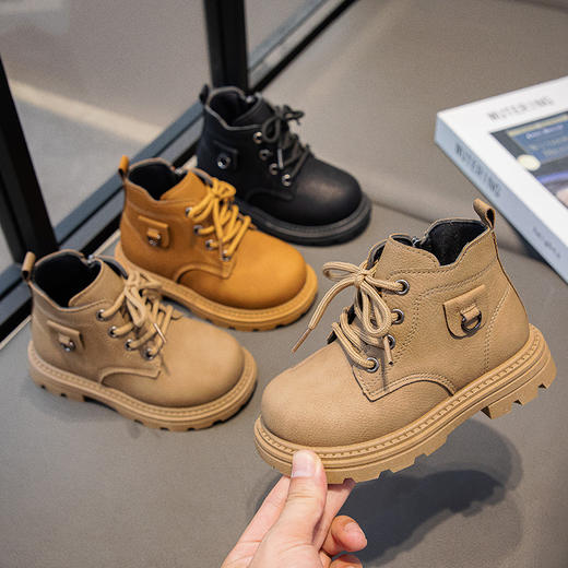 【酷炫百搭，时尚英伦风，骑士靴小黄靴~】儿童马丁靴秋冬新款 短靴英伦风时尚 女童百搭骑士靴 男童小黄靴-QQ 商品图0