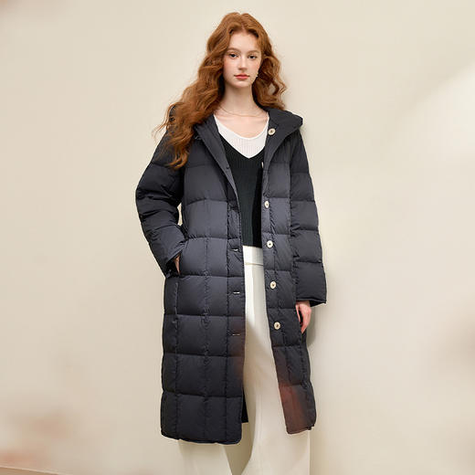 简约高级感立领连帽长款羽绒服女秋冬显瘦保暖面包服外套V0043455 商品图2
