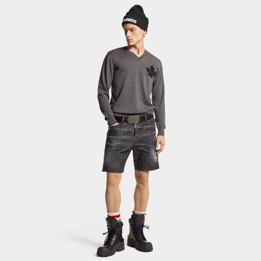 DSQUARED2 男士徽标标签弹力牛仔短裤 灰色 S74MU0858 S30357 900 商品图2