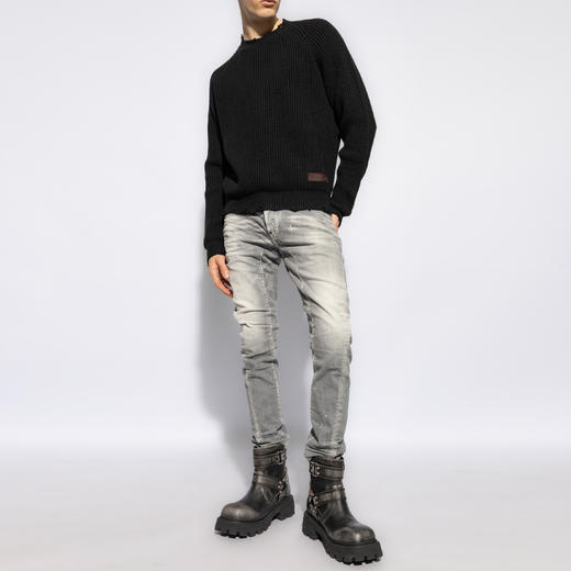 DSQUARED2 男士徽标贴片羊毛针织衫 黑色 S74HA1446 D13040 900 商品图3