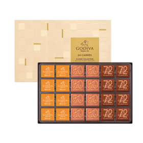 歌帝梵经典片装巧克力礼盒24片装 （新包装）（ 50%黑巧克力*8片、72%黑巧克力*8片、牛奶巧克力*8片）