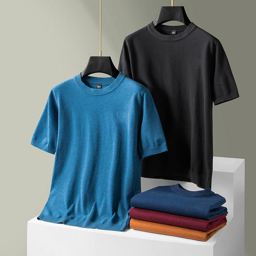 【新款DDS】大依优型大码男装圆领短袖毛衫线衣针织衫休闲加肥加大男士胖子大码内搭上衣毛衣 商品图0