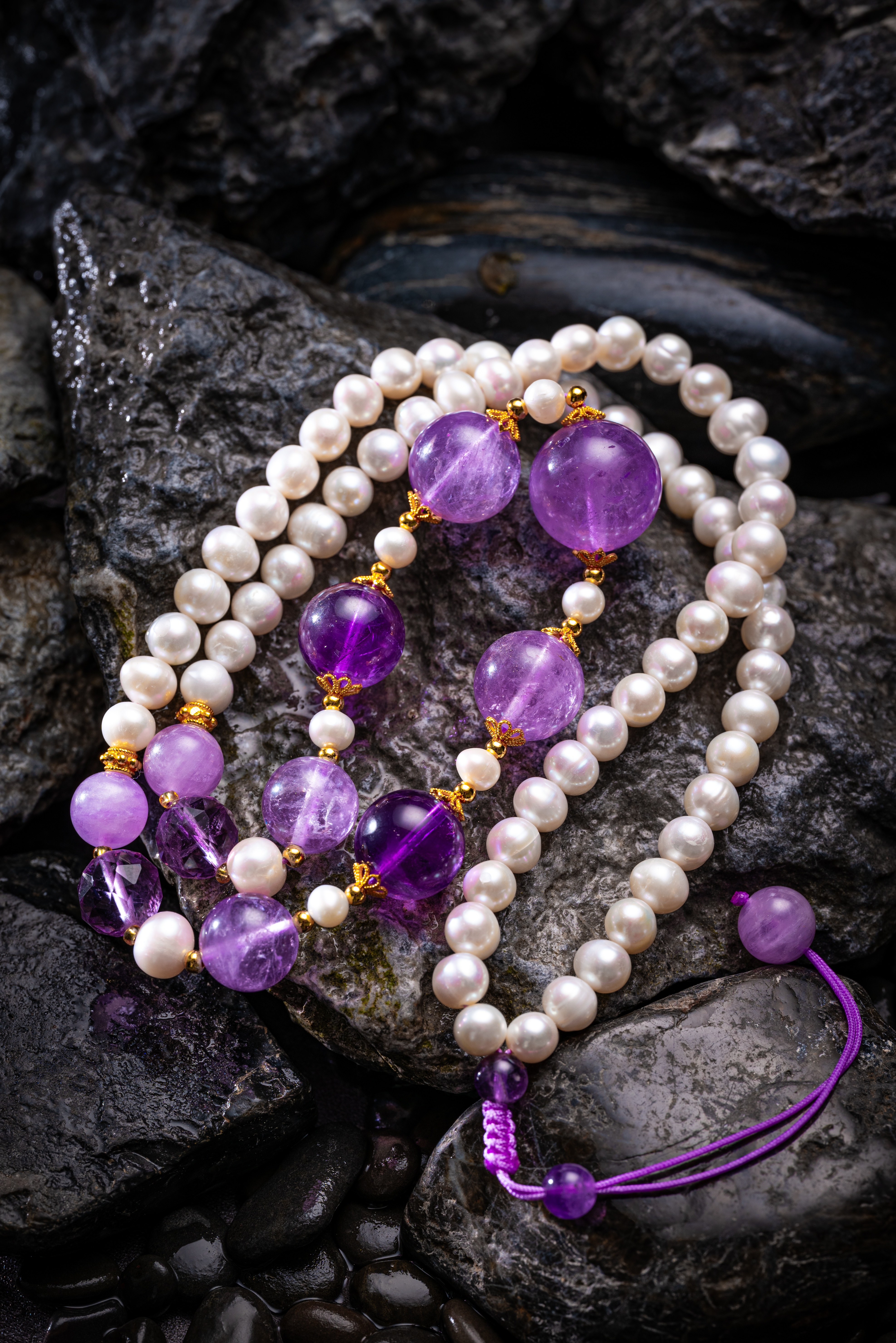 吉祥天地 紫水晶珍珠项链 礼品 送礼 送女友