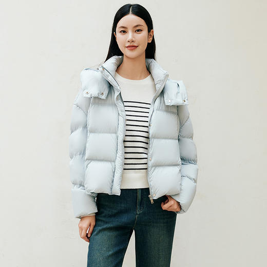 玳莎立领连帽面包保暖外套百搭女2024年冬季新款加厚短款羽绒服  ED41306 商品图0