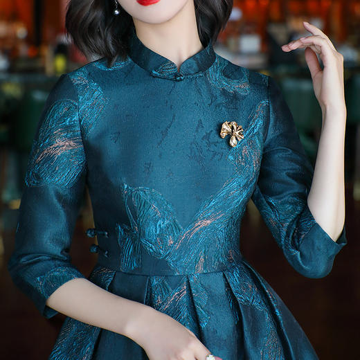 复古中国装秋款提花日常改良旗袍连衣裙OY24308 商品图4