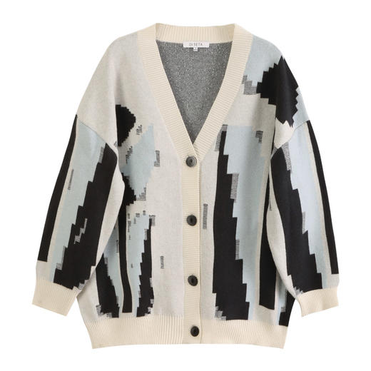 玳莎提花宽松针织开衫女2024年冬季新款通勤休闲慵懒风落肩袖外套  ED33309 商品图4