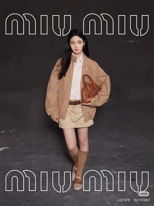 Miumi*缪家情侣款格子立领徽标夹克 商品图1