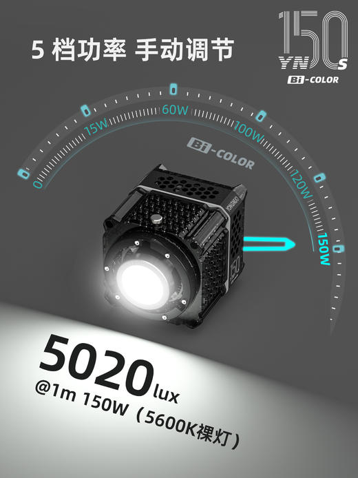 永诺YN150S-Bi便携大功率外拍摄影灯摄像灯补光灯，恒定功率150W，手持轻巧，配件丰富 商品图6