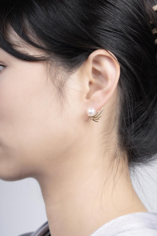 「巢」 Akoya珍珠14k金耳钉 商品图3