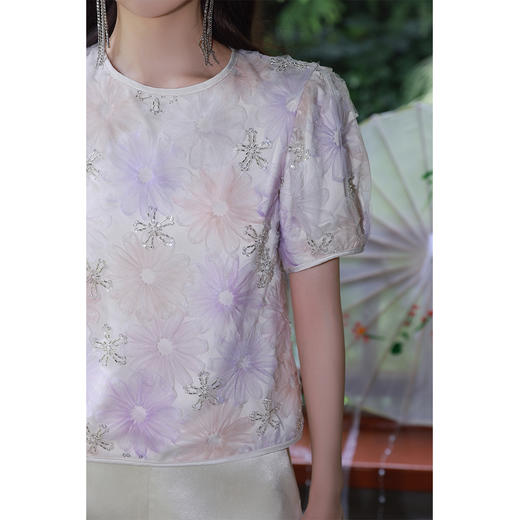 清仓捡漏  【紫霞仙子套装】花朵上衣+花边宽腰短裤套装 LT230042 LK230096 商品图3