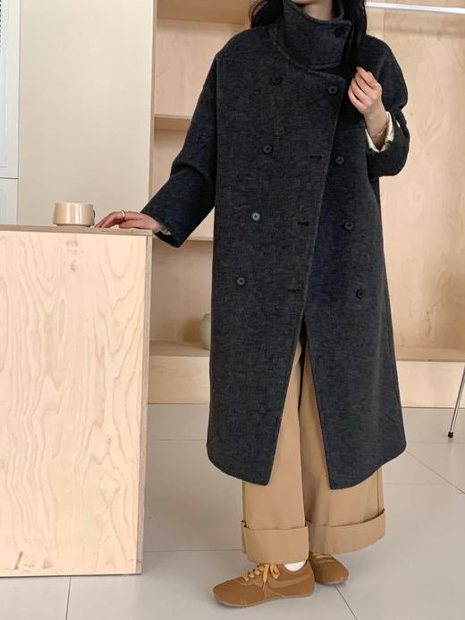 【YW】无忧购韩版复古温柔小个子百搭围脖立领双面绵羊毛大衣9808（截单后7天发货)25年清仓捡漏 商品图3