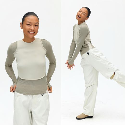 oneup假两件弹力长袖T恤 商品图3