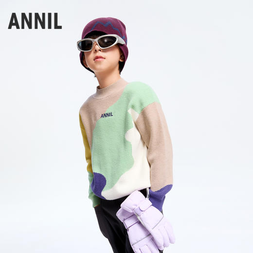 男童潮趣拼色毛衣冬季新款安奈儿童装实体店同款AB444605 商品图1