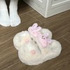 【专柜品质，冬季毛茸茸拖鞋】全面升级新款可爱呆萌小兔子，柔软脚感更舒适，室内居家可外穿一字拖鞋女拼色QQ 商品缩略图2