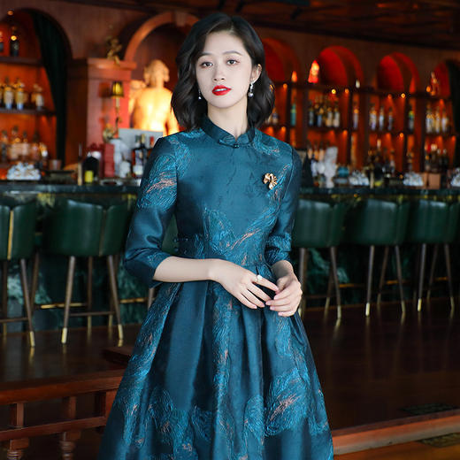 复古中国装秋款提花日常改良旗袍连衣裙OY24308 商品图0