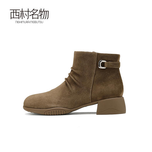 西村名物2024秋冬新款休闲拉链款美拉德厚底粗跟马丁靴女X24DS47311 商品图5