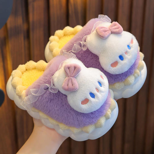 【立体卡通棉拖从里暖倒外】冬季毛茸茸儿童棉拖鞋，防滑鞋底保暖锁温牢固缝线，包跟防滑保暖婴幼儿宝宝居家小孩棉鞋QQ 商品图11
