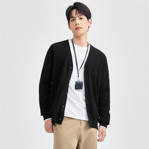 佐丹奴男装精梳纯棉毛织V领开胸针织衫13054668 商品图3