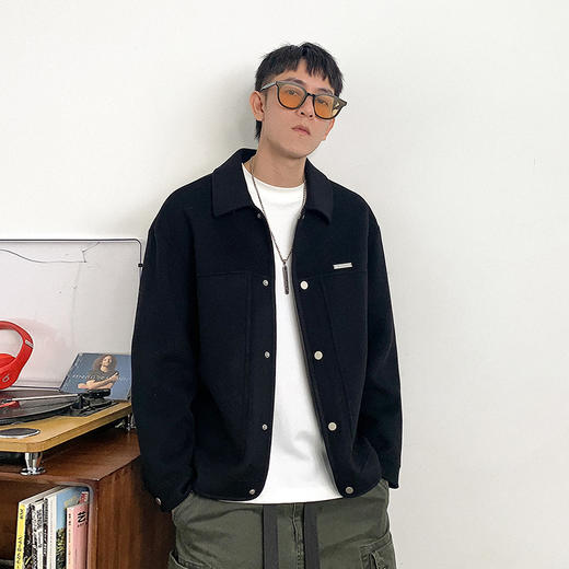 徐太浪简约潮流翻领夹克外套男士秋冬新款加厚百搭休闲毛呢子上衣 商品图2