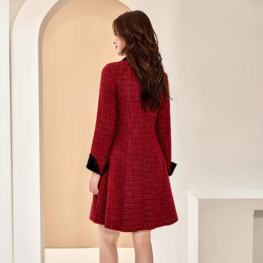 奢姿大码女装2025秋季减龄蝴蝶结小香风裙子胖妹妹翻领时尚连衣裙9943853566 商品图4