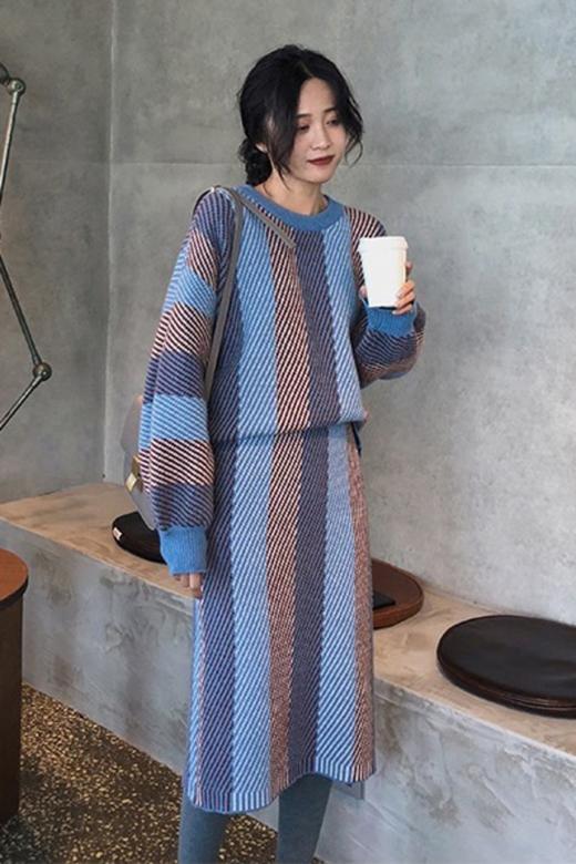 HAYES 蓝色条纹针织裙套装 10371 商品图3