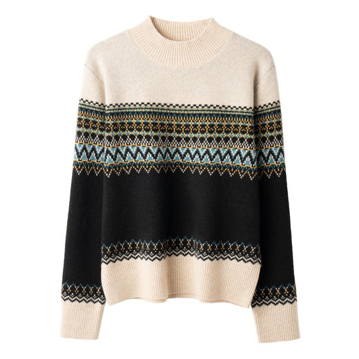 CC-MY-5112内搭打底衫女士2024新款秋冬洋气提花半高领复古时尚毛衣 商品图4