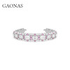GAONAS 925银合成锆石手镯 时尚设计重磅豪镶粉白开口手镯10496SP 商品缩略图0