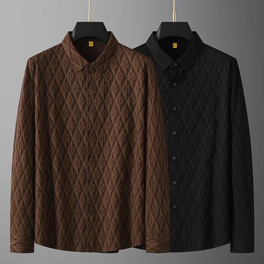 【新款DG】大依优型大码长袖衬衫男宽松加肥加大码男士休闲商务衬衣上衣胖子 商品图2